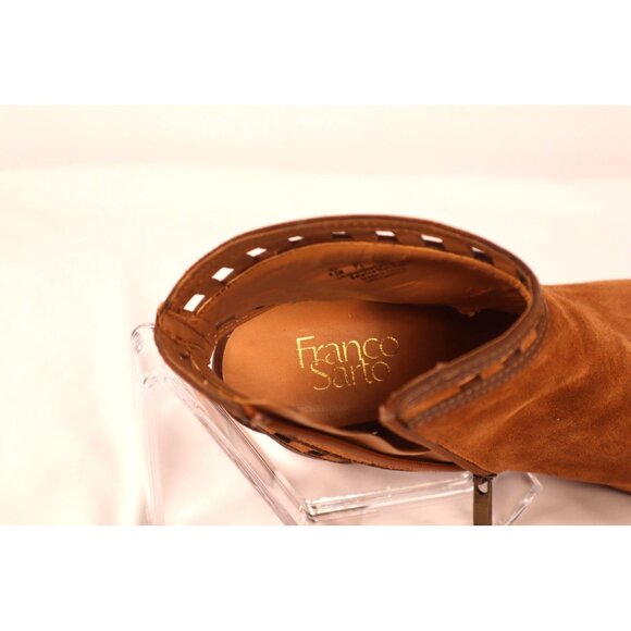 Franco Sarto Brown Suede Open-Toe Heeled Booties with Cutout Design Size 9.5 M - Picture 5 of 10